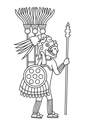 Aztec Warrior Coloring Page